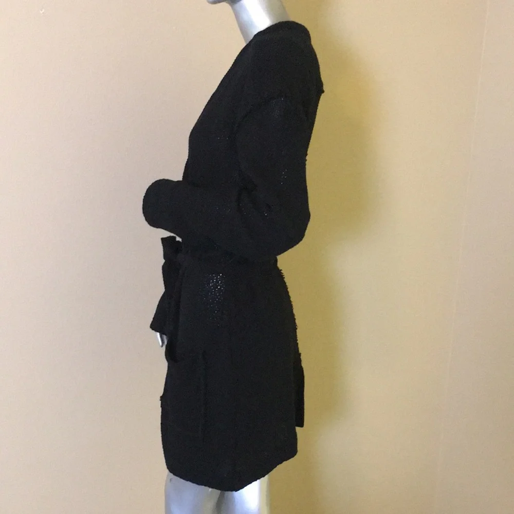 FREE PEOPLE BEACH | Black Cotton Belted Duster Cardigan Sweater